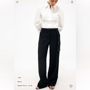 Classic Black Stripe Wide-Leg Trousers - Women's Pants